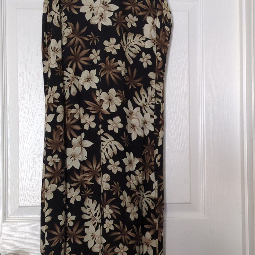 Black Floral Sleeveless Long Sundress Round Neck Casual Spring Summer Regular